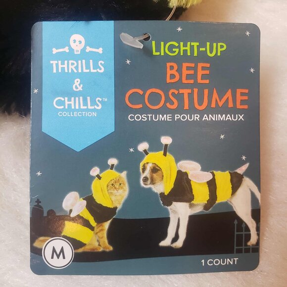 🐝Thrills & Chills Medium LED *Light-Up* BUMBLE BEE Pet Dog Halloween Costume - Picture 11 of 17